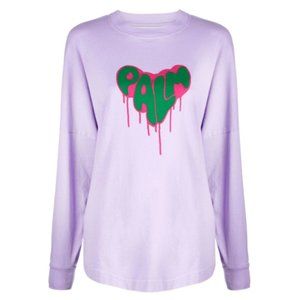 Palm Angels Spray Heart Oversized Long-sleeve Tee In Purple